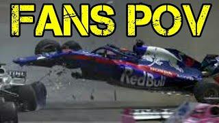 F1 CRASH  lance stroll brendon hartley crash fans point of view