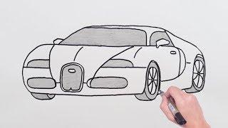 How to Draw Bugatti Sports Luxury Car - Easy Drawing Cars - Basit BUGATTİ Spor Araba Çizimi