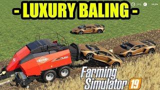 Farming Simulator 19 [ LUXURY CAR BALING & LAMBORGHINI AVENTADOR SPEED TEST ]