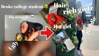 broke college student to rich baddie TRANSFORMATIONS! + school vlog|ft Lux hair