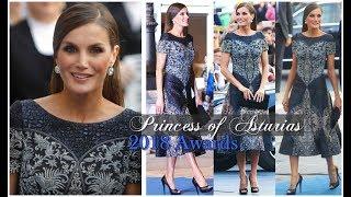 QUEEN LETIZIA STUNS IN PRICELESS SILVER LUXURY GOWN & DIAMOND EARRINGS AT PRINCESS OF ASTURIAS AWARD