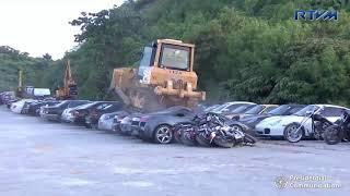 Philippines  luxury cars destroyed in anti-corruption drive