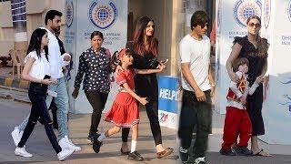 Shahrukh Khan With Son Abram Khan,Aishwarya Rai With Daughter Aaradhya At School Open day Function