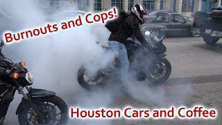 BURNOUTS, COPS, AND LOUD EXITS! Houston Coffee and Cars Feb. 2019 [4K]