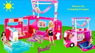 Barbie Sisters Go Camping Camper Unboxing Set Up & Tour -  Dream Camper Van Barbie Dolls Holiday