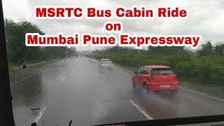 Driving in Rain - MSRTC Semi Luxury Bus Cabin Ride on Mumbai Pune Expressway