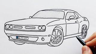 How to Draw Dodge Sports Luxury Car - Easy Drawing Cars - Basit Spor Araba Çizimi